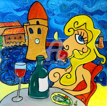 Schilderij getiteld "La fourchette" door Caroline Cavalier, Origineel Kunstwerk