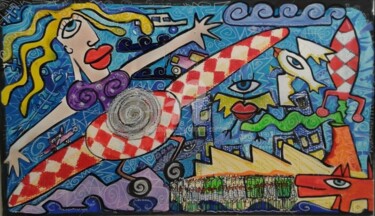 Pintura intitulada "Aeroplane fantasy" por Caroline Cavalier, Obras de arte originais