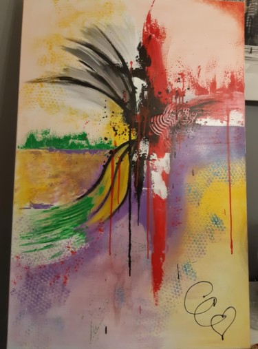 Pintura titulada "Faisans réunis" por Caroline Colomina, Obra de arte original, Acrílico Montado en Bastidor de camilla de m…