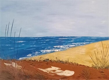 Painting titled "Solitude maritime" by Caroline Colomina, Original Artwork, Oil Mounted on Wood Stretcher frame