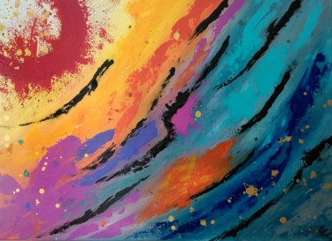 Картина под названием "Magma sous-marin" - Caroline Colomina, Подлинное произведение искусства, Акрил Установлен на Деревянн…