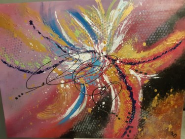 Schilderij getiteld "Tokyo" door Caroline Colomina, Origineel Kunstwerk, Acryl Gemonteerd op Frame voor houten brancard