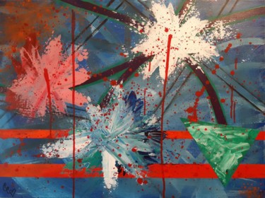 Painting titled "Direction les Flora…" by Caroline Colomina, Original Artwork, Acrylic Mounted on Wood Stretcher frame