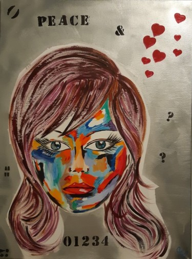 Картина под названием "Peace and Love" - Caroline Colomina, Подлинное произведение искусства, Акрил Установлен на Деревянная…