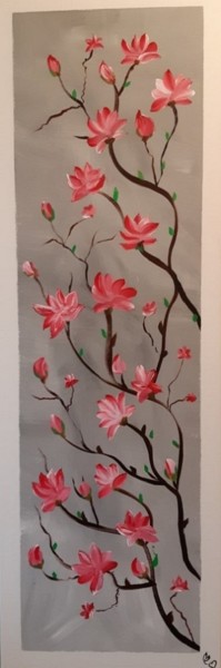 Pintura titulada "Un printemps japona…" por Caroline Colomina, Obra de arte original, Acrílico Montado en Bastidor de camill…