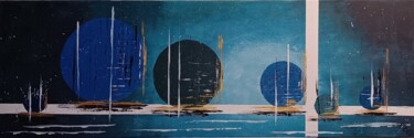 Malerei mit dem Titel "Planètes alignées" von Caroline Colomina, Original-Kunstwerk, Acryl Auf Keilrahmen aus Holz montiert