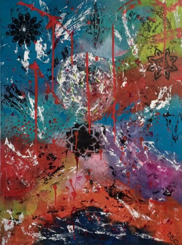Peinture intitulée "Larmes de sang" par Caroline Colomina, Œuvre d'art originale, Acrylique