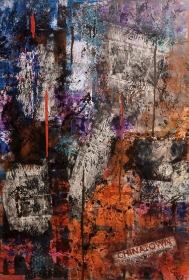 Картина под названием "Chinatown" - Caroline Colomina, Подлинное произведение искусства, Акрил Установлен на Деревянная рама…