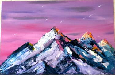 Peinture intitulée "Montagne enneigée" par Caroline Coupaye, Œuvre d'art originale, Acrylique