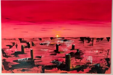 Painting titled "coucher soleil" by Caroline Coupaye, Original Artwork, Acrylic