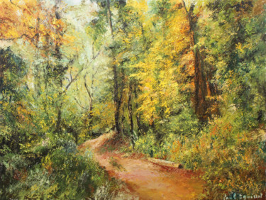 Painting titled "SOUS BOIS EN AUTOMNE" by Paul Equinet, Original Artwork, Oil