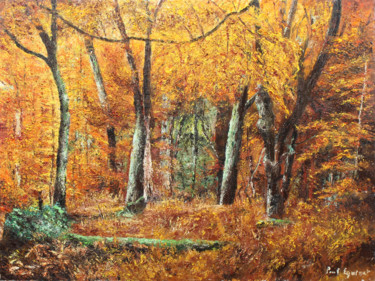 Painting titled "PAYSAGE FORESTIER" by Paul Equinet, Original Artwork, Oil