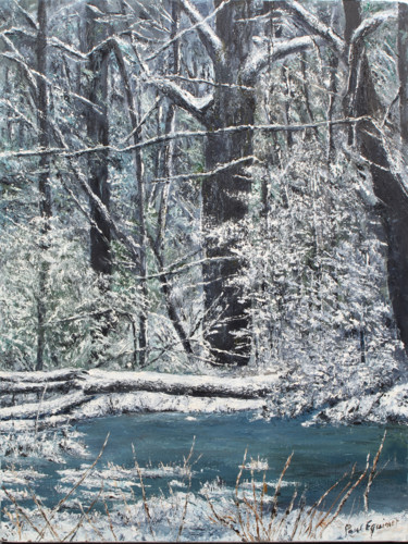 Painting titled "PAYSAGE FORESTIER E…" by Paul Equinet, Original Artwork, Oil