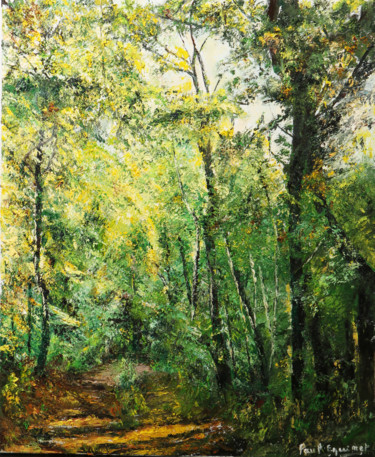 Painting titled "FORÊT DE LUMIERE" by Paul Equinet, Original Artwork, Oil