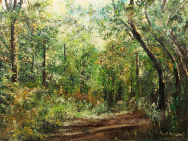 Painting titled "BALADE EN FORÊT" by Paul Equinet, Original Artwork, Oil