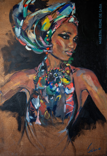 Peinture intitulée "Makeda, reine de Sa…" par Caro Fleury, Œuvre d'art originale, Acrylique