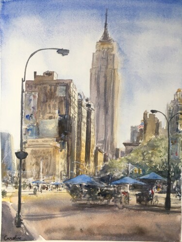 Painting titled "Empire State Buildi…" by Caroline Guizouarn, Original Artwork, Watercolor