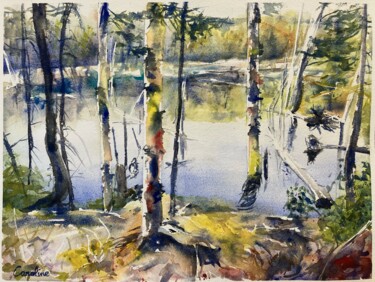 Painting titled "Forêt Enchantée" by Caroline Guizouarn, Original Artwork, Watercolor
