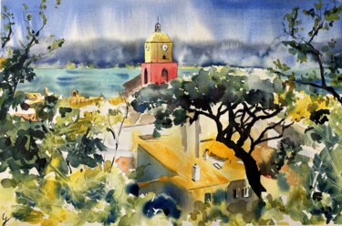 Peinture intitulée "Saint-Tropez à trav…" par Caroline Guizouarn, Œuvre d'art originale, Aquarelle
