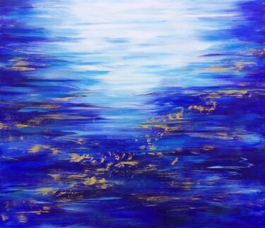 Painting titled "Bleu océan" by Caroline Keller, Original Artwork, Acrylic