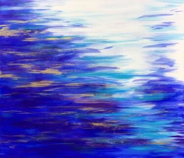 Painting titled "Azur bleu" by Caroline Keller, Original Artwork, Acrylic Mounted on Wood Stretcher frame