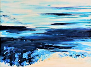 Painting titled "La vague" by Caroline Keller, Original Artwork, Acrylic Mounted on Wood Stretcher frame