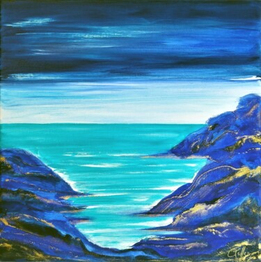 Pintura titulada "Mer turquoise" por Caroline Keller, Obra de arte original, Oleo Montado en Bastidor de camilla de madera