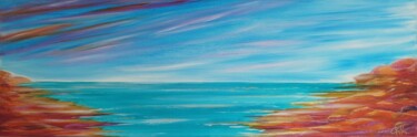 Peinture intitulée "Horizon lointain" par Caroline Keller, Œuvre d'art originale, Huile Monté sur Châssis en bois