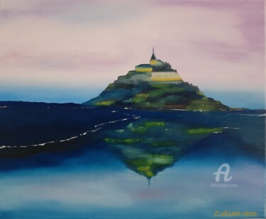 Painting titled "Mont Saint Michel n…" by Caroline Lefebvre, Original Artwork, Oil