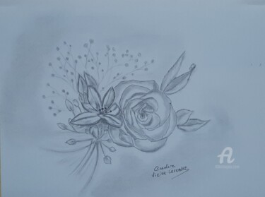 Drawing titled "Flowers" by Caroline Lefebvre, Original Artwork, Pencil