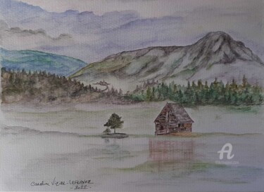 Painting titled "Cabane en bord de l…" by Caroline Lefebvre, Original Artwork, Watercolor