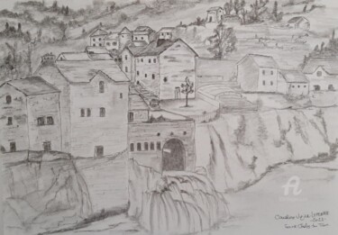 Drawing titled "Saint-Chely du Tarn…" by Caroline Lefebvre, Original Artwork, Graphite