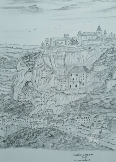 Drawing titled "Rocamadour" by Caroline Lefebvre, Original Artwork, Graphite