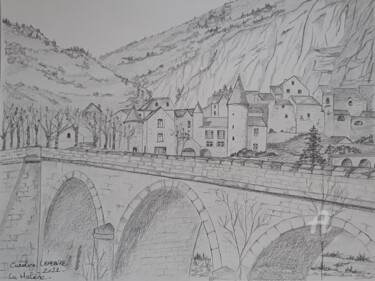 Drawing titled "La Malène - Gorges…" by Caroline Lefebvre, Original Artwork, Graphite