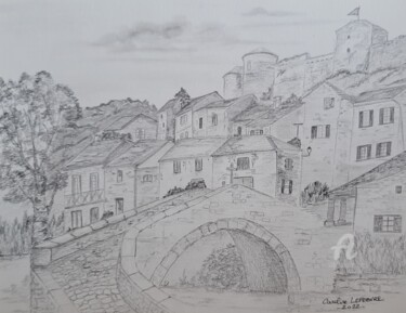 Drawing titled "Brousse-le-Château" by Caroline Lefebvre, Original Artwork, Graphite