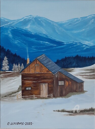 Painting titled "Le refuge" by Caroline Lefebvre, Original Artwork, Oil