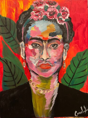 Schilderij getiteld "Frida flowers" door Caroline Lima (Calimas), Origineel Kunstwerk, Acryl