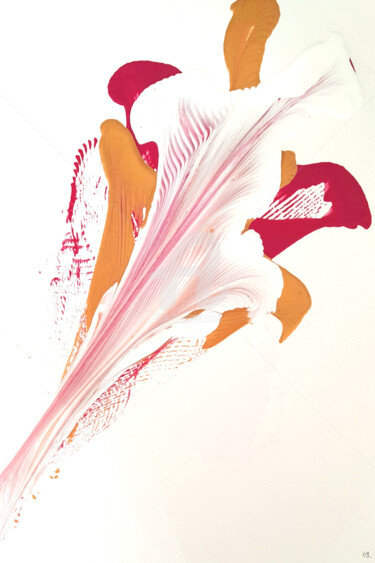 Pittura intitolato "Fleur abstraite ros…" da Caroline Lyhor, Opera d'arte originale, Acrilico