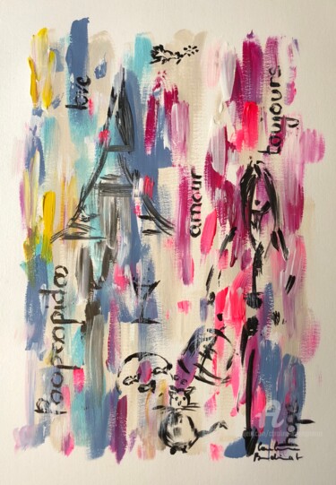 Schilderij getiteld "Amour, toujours" door Caroline Montigneaux, Origineel Kunstwerk, Acryl