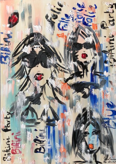 Painting titled "Bikini Party" by Caroline Montigneaux, Original Artwork, Acrylic