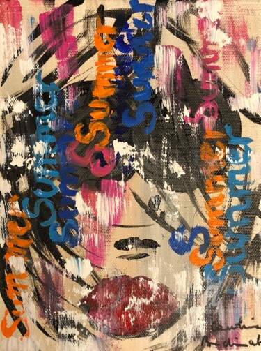 Schilderij getiteld "Summer Lips" door Caroline Montigneaux, Origineel Kunstwerk, Acryl