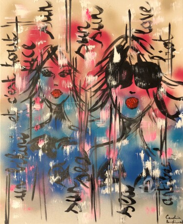 Painting titled "Un bikini et c’est…" by Caroline Montigneaux, Original Artwork, Acrylic Mounted on Wood Stretcher frame