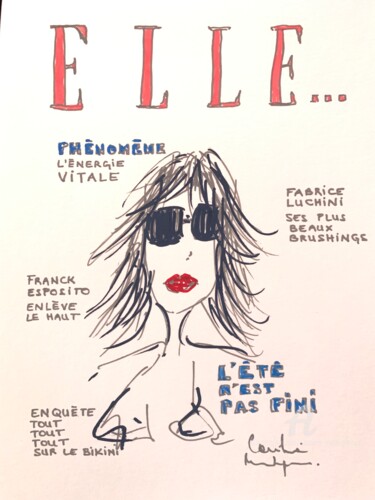 Zeichnungen mit dem Titel "Mon ELLE" von Caroline Montigneaux, Original-Kunstwerk, Marker
