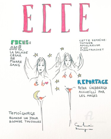 Рисунок под названием "Elle #3" - Caroline Montigneaux, Подлинное произведение искусства, Маркер