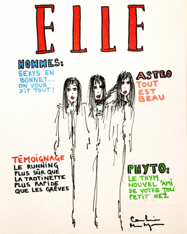 Dessin intitulée "Elle #4" par Caroline Montigneaux, Œuvre d'art originale, Marqueur