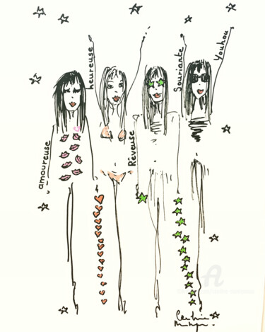 Drawing titled "Les humeurs de mes…" by Caroline Montigneaux, Original Artwork, Marker