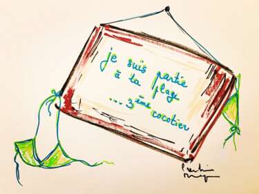 Tekening getiteld "3eme cocotier" door Caroline Montigneaux, Origineel Kunstwerk, Marker