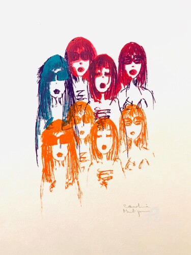 Printmaking titled "Ziggy Stardust" by Caroline Montigneaux, Original Artwork, Screenprinting