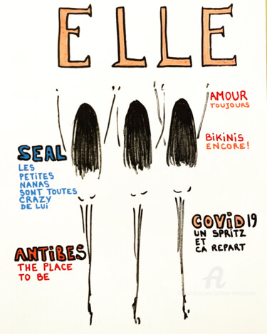 Dessin intitulée "Elle #6" par Caroline Montigneaux, Œuvre d'art originale, Marqueur