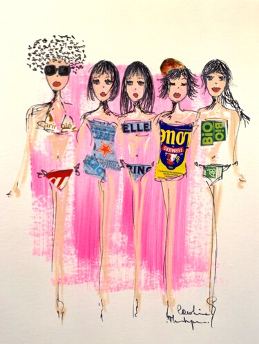 Malarstwo zatytułowany „Bikini story #1” autorstwa Caroline Montigneaux, Oryginalna praca, Akryl